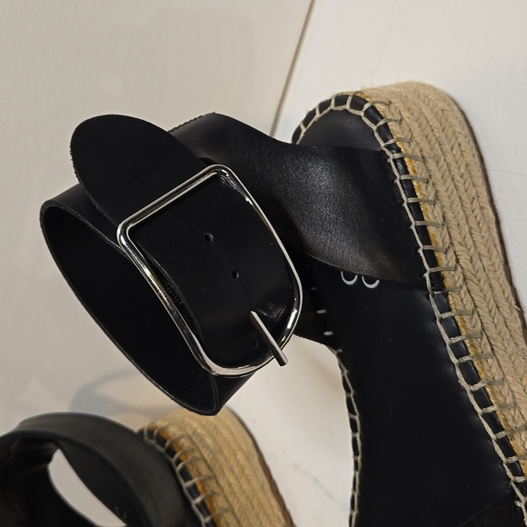 EUC, FRANCO SARTO Black Leather Platform Marona Sandals, Size 6 - Picture 7 of 8